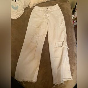 Shein white ripped straight jeans